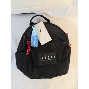 Jordan Black Mini Backpack with Red Accents